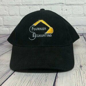 Vintage Hat Cap Strap Back Black Fournier Excavating Adjustable Cotton Embroider